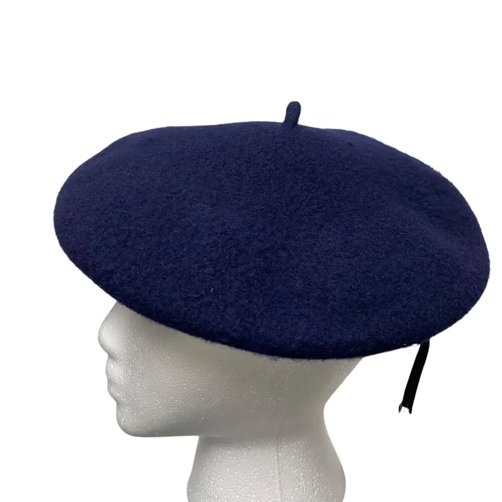 Vintage Navy Size L Blue Wool Beret Hat - Picture 9 of 10